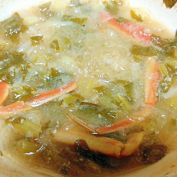 春雨せいこ蟹のネギ大根漬け奈良漬味噌スープ